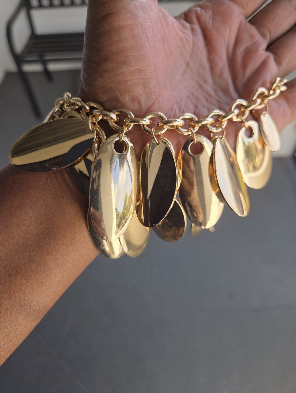 INC Gold-Tone Sculptural Disc Statement Necklace - Picture 2 of 4